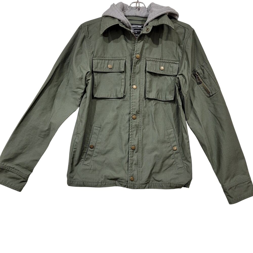 Mens XSmall Olive Green Military Utility Field Jacket Hood Rugged Tactical Gorp